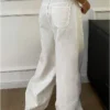 High Waist Jeans For Women Pocket Solid Color Retro Wide Leg Denim Pants Casual Streetwear Office Lady Loose Straight Trousers