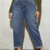 Jeans grande taille délavés pour femmes, jeans harem extensibles et amples, jeans taille haute pour femmes rondes jusqu'à 100 kg, collection 2023