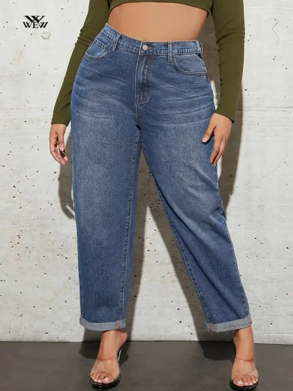 Jeans grande taille délavés pour femmes, jeans harem extensibles et amples, jeans taille haute pour femmes rondes jusqu'à 100 kg, collection 2023