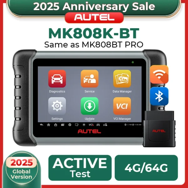 Scanner OBD2 Bluetooth bidirectionnel Autel MaxiCOM MK808K-BT, identique au MK808BT Pro MK808Z-BT, outil de diagnostic automobile