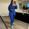 Ensemble de survêtement Weird Puss pour femme, 2 pièces, collection automne 2024 : veste fine zippée à cordon et legging assorti, style streetwear sportif.
