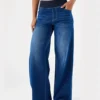 Jeans pour femmes, nouveau modèle à taille élastique, pantalon ample et extensible à jambes droites, tendance, confortable et polyvalent, coupe croisée.