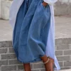 Jean court Daily Blue décontracté à poches et jambes larges, grande taille