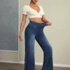 Jeans pour femmes, nouveau modèle à taille élastique, pantalon ample et extensible à jambes droites, tendance, confortable et polyvalent, coupe croisée.