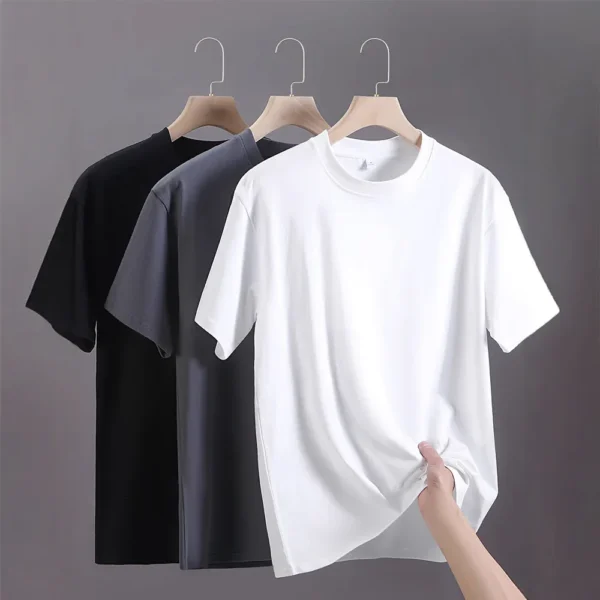 Men's t-shirts 2025 Summer Oversize Cotton T-Shirt Casual High Quality Short Sleeves Tee Shirt Men Basic Solid color Sports Tops