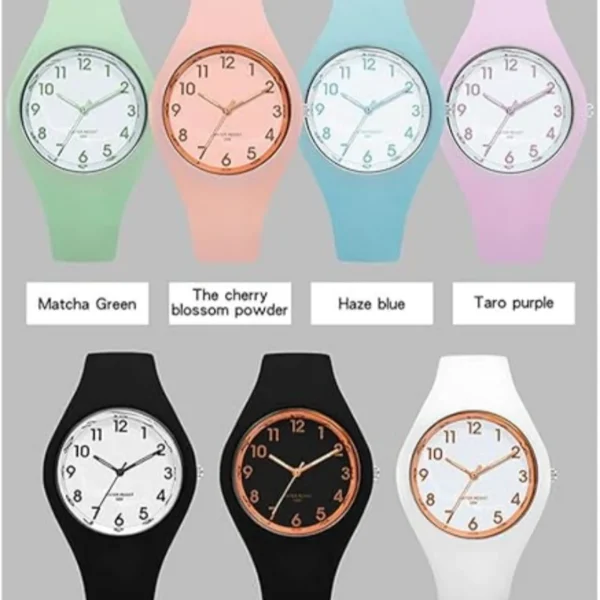 Montre Forrader avec bracelet en silicone pour femmes et filles, grand cadran, étanche, sportive, tendance, décontractée, simple, mouvement à quartz.