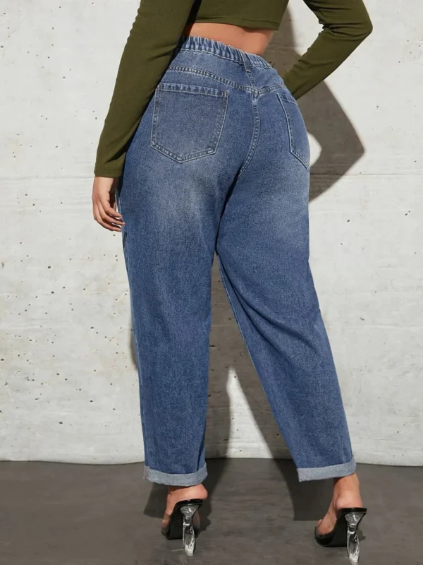 Jeans grande taille délavés pour femmes, jeans harem extensibles et amples, jeans taille haute pour femmes rondes jusqu'à 100 kg, collection 2023