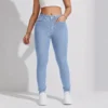 Jean skinny taille haute stretch pour femme, effet push-up, pantalon slim long uni
