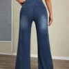 Jeans pour femmes, nouveau modèle à taille élastique, pantalon ample et extensible à jambes droites, tendance, confortable et polyvalent, coupe croisée.