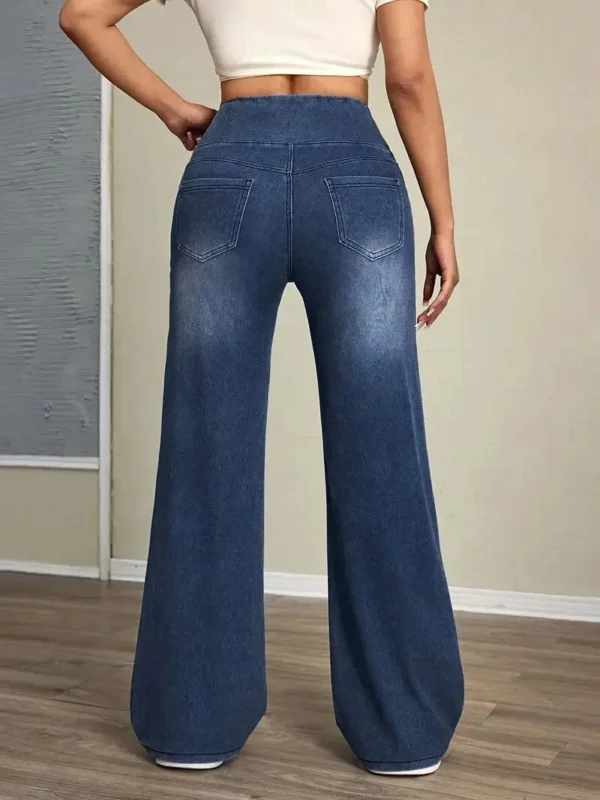 Jeans pour femmes, nouveau modèle à taille élastique, pantalon ample et extensible à jambes droites, tendance, confortable et polyvalent, coupe croisée.