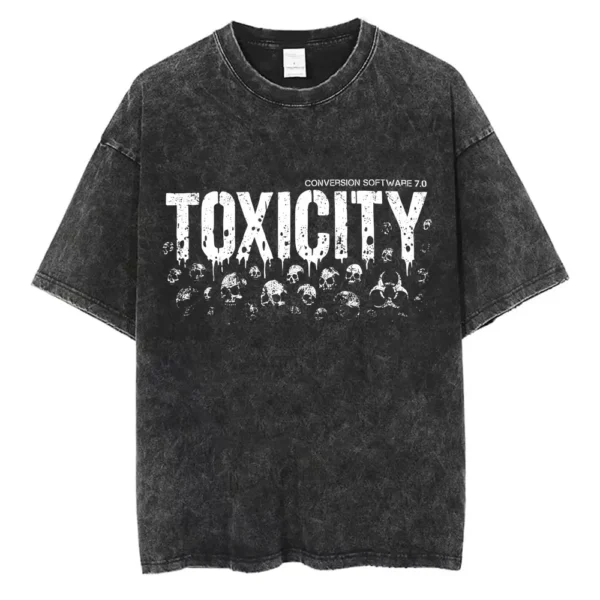 T-shirts délavés à l'effigie de l'album « Toxicity » de System of a Down, style rock, oversize, vintage, alternatif, metal.