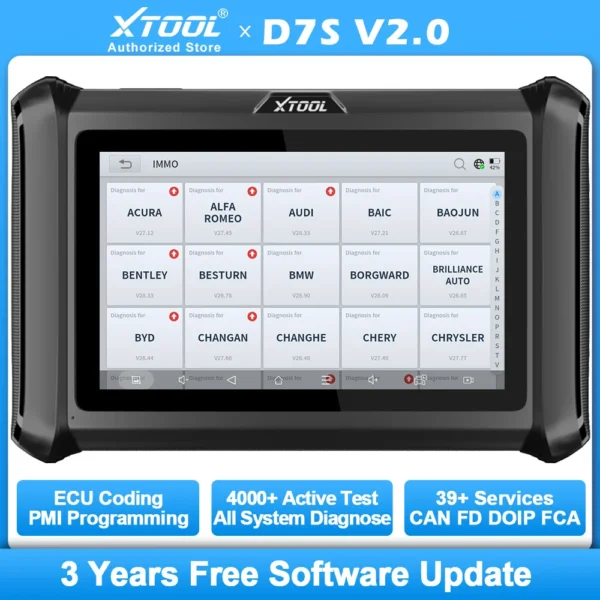 Outil D7S V2.0 D7 OBD2 Scanner Automotivo Outil de diagnostic automobile OBD 2 Scanner bidirectionnel Codage ECU CAN FD DOIP FCA 39 Réinitialisation