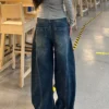 Jean ample et décontracté pour femme, style années 2000, bleu délavé, pantalon cargo vintage à jambes larges, pantalon oversize style années 2000