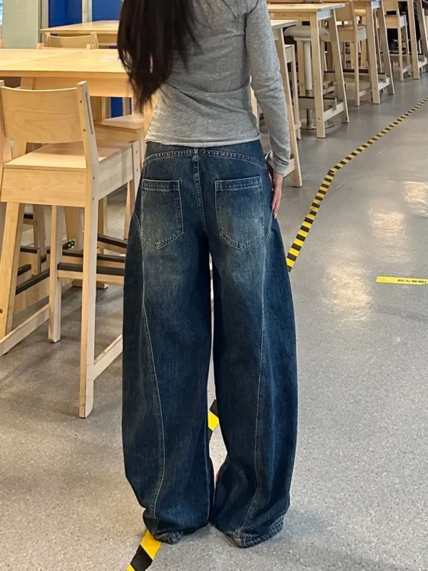 Jean ample et décontracté pour femme, style années 2000, bleu délavé, pantalon cargo vintage à jambes larges, pantalon oversize style années 2000