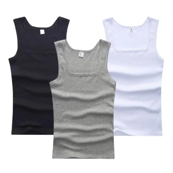 Hot Men's Tank Tops Fitness Vest Basic Elastic Sleeveless T-shirt Cotton Bodybuilding Man Clothing 3pcs/set Gym Clothing Man