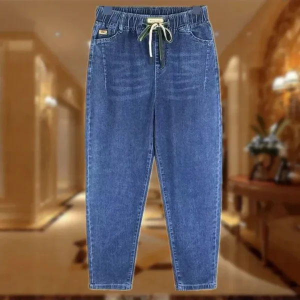 Jeans streetwear femme printemps-automne 2025 - Nouveau pantalon Harun taille haute élastique avec poches - Jean décontracté.