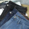 Jean d'été classique en coton de haute qualité pour homme, coupe droite, style business, noir, disponible en grandes tailles (jusqu'à 40).