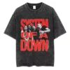 T-shirts délavés à l'effigie de l'album « Toxicity » de System of a Down, style rock, oversize, vintage, alternatif, metal.