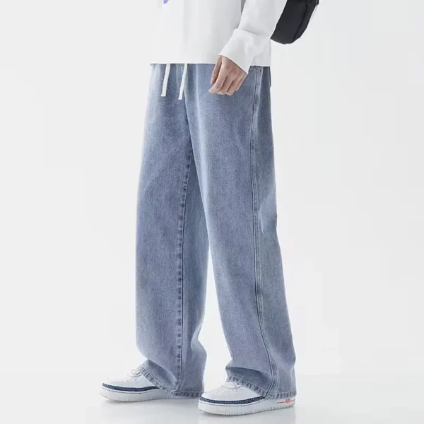 Jeans longs décontractés pour homme, coupe classique, jambes larges.