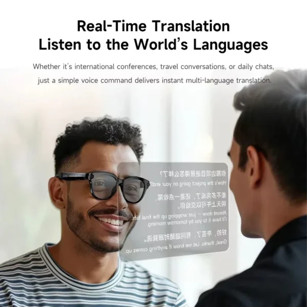 Lunettes intelligentes Lenovo 8K avec IA, Bluetooth, appels et musique, contrôle de la caméra, traduction IA et protection contre la lumière bleue homme.