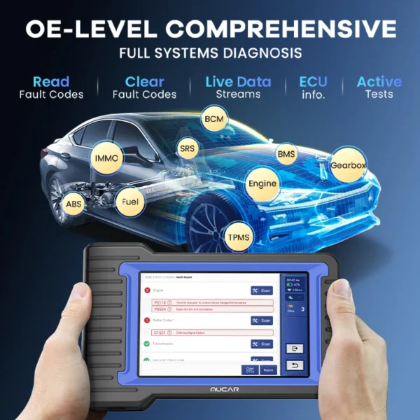 MUCAR VO7S/VO7 Outils de diagnostic automobile Diagnostic complet du système 28 Réinitialisation du calculateur et codage OBD2 bidirectionnel Scanner automobile Mise à jour gratuite