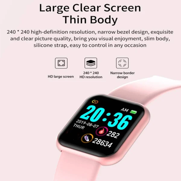 Montre connectée sport pour femme et homme, avec lecteur de musique intégré, suivi d'activité, podomètre et réveil (Y68 D20).