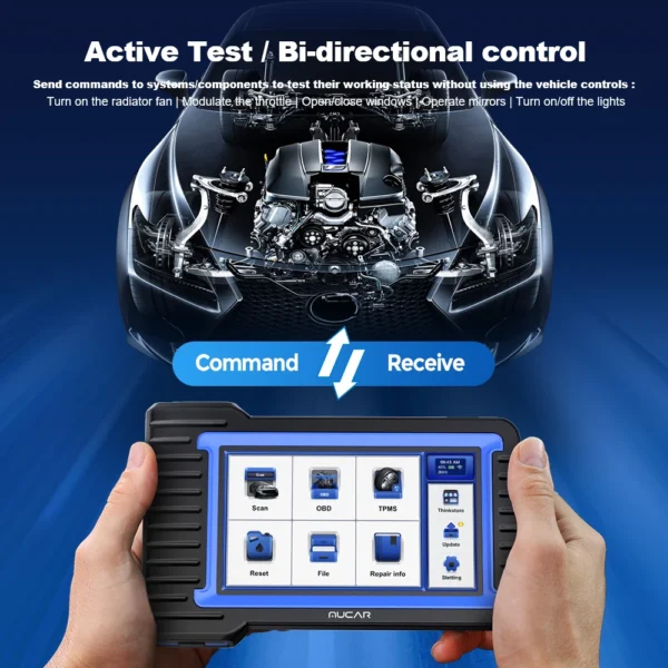 MUCAR VO7S/VO7 Outils de diagnostic automobile Diagnostic complet du système 28 Réinitialisation du calculateur et codage OBD2 bidirectionnel Scanner automobile Mise à jour gratuite
