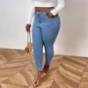 Jean skinny délavé rétro grande taille Benuynffy pour femme, collection printemps-été 2025, style streetwear décontracté, longueur cheville.