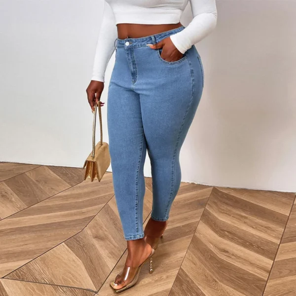 Jean skinny délavé rétro grande taille Benuynffy pour femme, collection printemps-été 2025, style streetwear décontracté, longueur cheville.