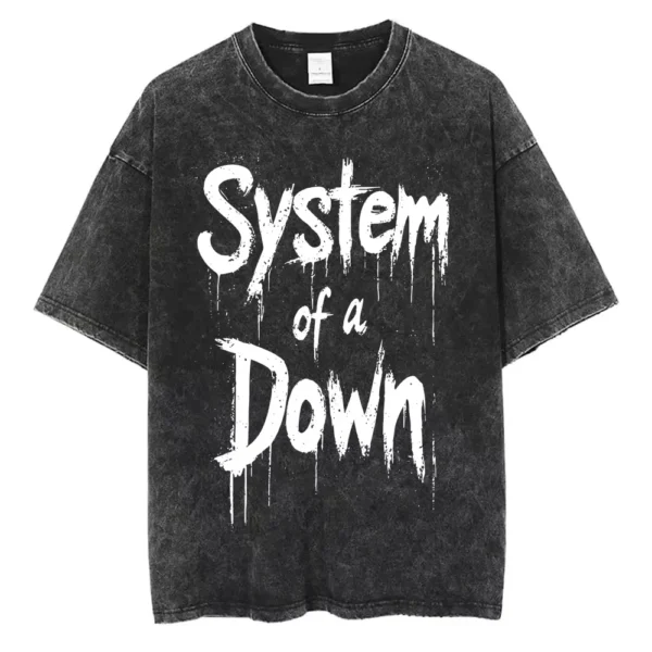 T-shirts délavés à l'effigie de l'album « Toxicity » de System of a Down, style rock, oversize, vintage, alternatif, metal.