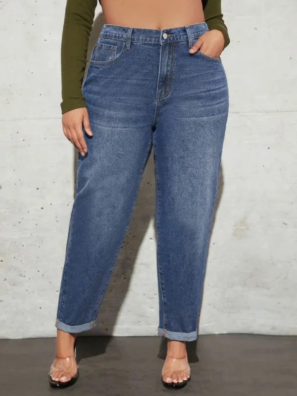 Jeans grande taille délavés pour femmes, jeans harem extensibles et amples, jeans taille haute pour femmes rondes jusqu'à 100 kg, collection 2023