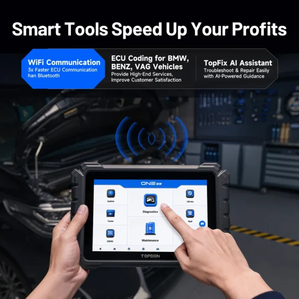 Sf718d8f4850a4b9fb799b416990cfc623.webp TOPDON ONE Lite Outils de diagnostic automobile tous systèmes Codage ECU Test actif 50 réinitialisations Scanner OBD2 CANFD & DOIP Scanner de topologie OE