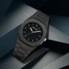 Montre à quartz pour homme, style minimaliste noir, aiguilles octogonales, à clous.