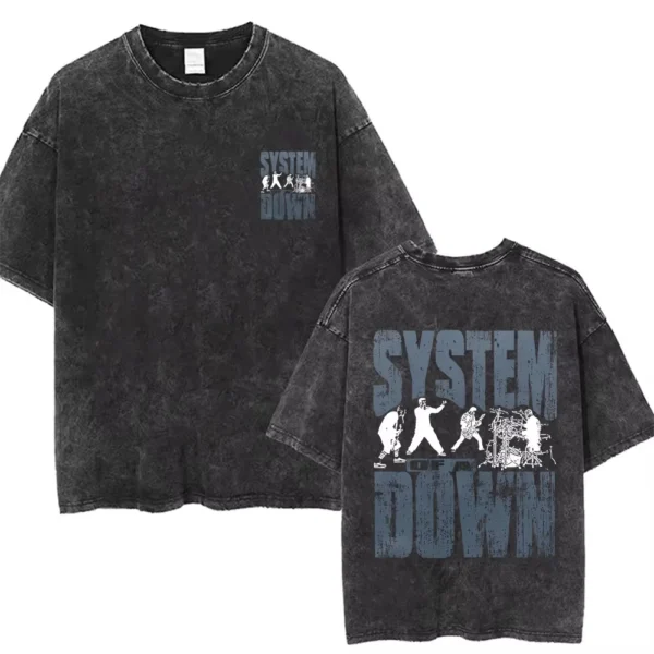 T-shirts délavés à l'effigie de l'album « Toxicity » de System of a Down, style rock, oversize, vintage, alternatif, metal.