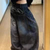 Jean ample et décontracté pour femme, style années 2000, bleu délavé, pantalon cargo vintage à jambes larges, pantalon oversize style années 2000