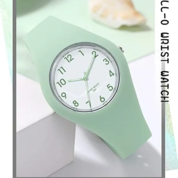 Montre Forrader avec bracelet en silicone pour femmes et filles, grand cadran, étanche, sportive, tendance, décontractée, simple, mouvement à quartz.
