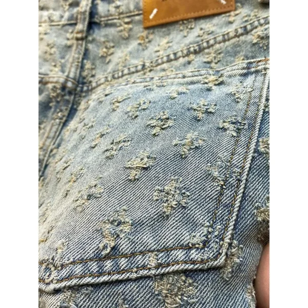 Short en jean rétro de luxe léger style Y2K, coupe ample, style hip-hop, pour homme et femme.