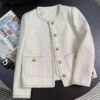 Cropped Chanel-style Elegant Tweed Coat For Women