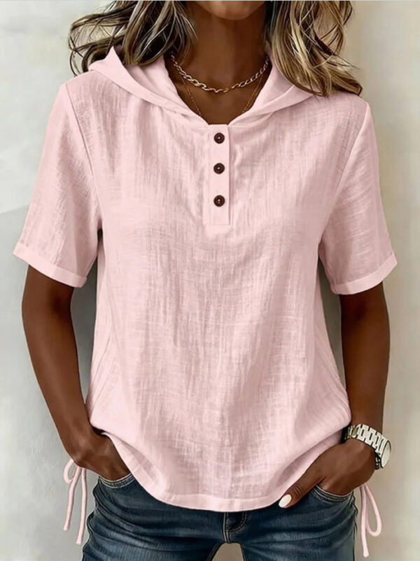 V-neck Solid-color Casual Short-sleeve T-shirt