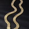 Collier et bracelet en alliage, chaîne à maillons cubains de 13 mm avec boucle à ressort et diamants.