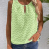 Casual Sleeveless Top With Keyhole Neckline Hollow-Out T-Shirt