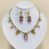 Colorful Intricately Crafted Zircon Necklace And Earrings Jewelry Set