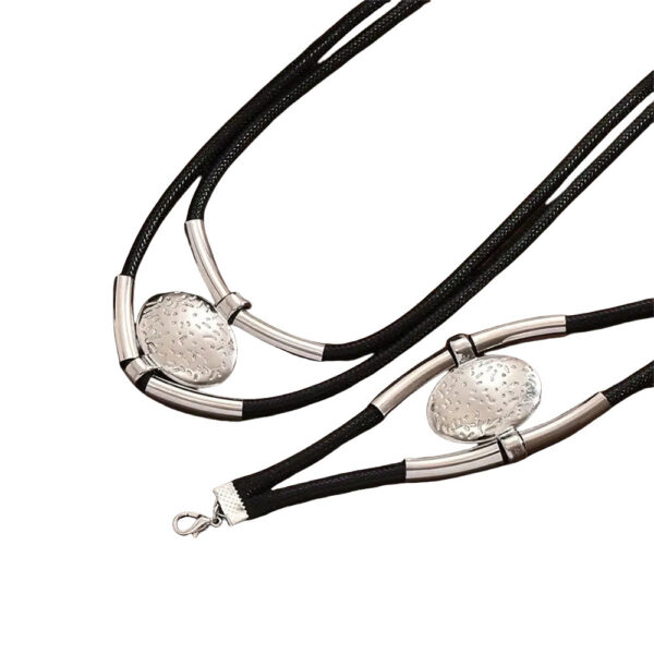 b11271e4-eb80-4e48-abdd-599222ff5a81.jpg Womens Retro-Style Silver Oval Pendant Necklace And Bracelet Set