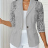 b5139321-808f-4675-b3f4-71e2efd65b6d.jpg Lightweight Halflacepatched Singlebreasted Blazer Top