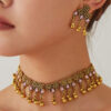 Vintage Gold Gemstone Necklace Earring Set