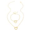 Stainless Steel Hollow Heart Necklace And Bracelet Set