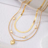 Retro Geometric Heart-Shaped Fashionable Metal Multi-Layer Necklace For Women