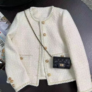 Cropped Chanel-style Elegant Tweed Coat For Women