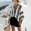 Loose-fit Batwing Sleeve Striped Top T-shirt