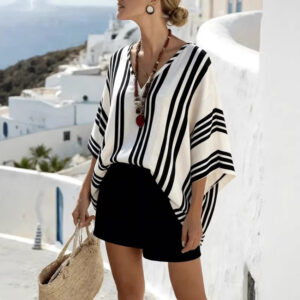c68628e0-0719-4f7f-841e-e028ae33100d.jpg Loose-fit Batwing Sleeve Striped Top T-shirt